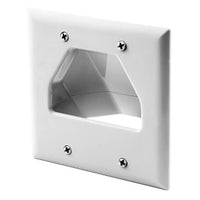 Hubbell NSAV2W 2-Gang Recessed Wired Pass-Through Ceiling Mount Wall Mount Plate, White