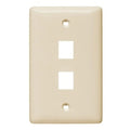 Hubbell NSP12LA 1-Gang 2-Port Wallplate, Label-Less, Light Almond
