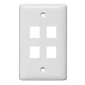 Hubbell NSP14W Wallplate Label-Less 1-Gang 4-Port Wall Plate, White
