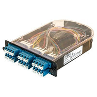 Hubbell OCSPLCQ24S2 24-Fiber Splice Cassette, Blue LC Quad Adapters, Zirconia Ceramic, OS2 SM
