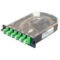 Hubbell OCSPLCDA12S2 Fiber Splice Cassette, 12 Fibers, Green LC Duplex APC Adapters, Zirconia Ceramic, OS2 SM