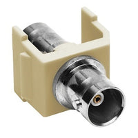 Hubbell SFBEI Snap-Fit BNC Connector, Pass-Through, F/F Coupler, 75 Ohms, Nickel Finish, Electric Ivory