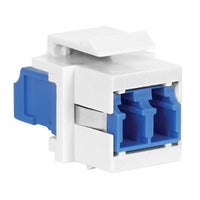 Hubbell SFFLCSAQW Keystone Snap Fit, Flush, LC-Duplex, Zircon Sleeves, Aqua, White