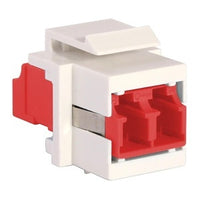 Hubbell SFFLCSROW Keystone Snap Fit, Flush, LC Duplex, Red Adapter, Zircon Sleeves, Office White