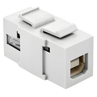 Hubbell SFUSBABW Snap-Fit Audio/Video Keystone Module USB A to B, White