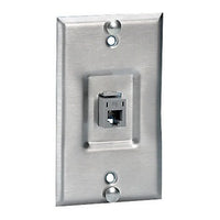 Hubbell SP6R Ceiling Mount Wall Mount Plate, CAT6, Single Gang 1-Port Recessed, Stainless Steel