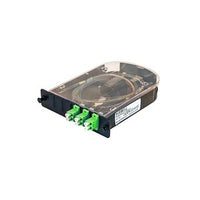 Hubbell OCSPLCDA6S2 Fiber Splice Cassette, 6-Fiber, Green LC Duplex APC Adapters, Zirconia Ceramic, OS2 SM