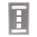 Hubbell SSFL13 1-Gang 3-Port Wallplate with Label Field, Stainless Steel