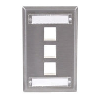 Hubbell SSFL13 1-Gang 3-Port Wallplate with Label Field, Stainless Steel