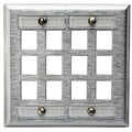 Hubbell SSFL212 Stainless Steel 2-Gang 12-Port Wallplate with Label Field