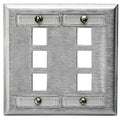 Hubbell SSFL26 Stainless Steel Wallplate with Label, 2-Gang, 6-Port Unloaded
