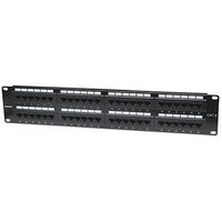 CAT6 Patch Panel, 48-Port, UTP, 2U, Black