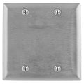 Hubbell SS23L 2-Gang Blank Wallplate, 430 Stainless Steel