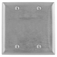 Hubbell SS23L 2-Gang Blank Wallplate, 430 Stainless Steel