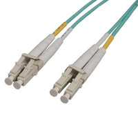 OM3 LC-LC UPC Multimode Fiber Optic Patch Cable, Duplex, OFNR, 9.8', Aqua