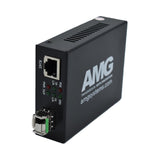 AMG Systems AMG210M-1GAT-1SS1B-P30 210M PoE Series Mini Ethernet Media Converter, 1-Port 10/100/1000BaseT(x) RJ45 with 30W PoE+, 1-Port 1000BaseFx Singlemode, 1-Fiber, 1550nm, LC Connector, 20Km