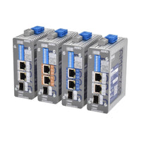 AMG Systems AMG260-2G-1S Series 2+1 Port Industrial Media Converter, DIP-Switch Functions, 2 x 12-56VDC Power Inputs, Fault Relay