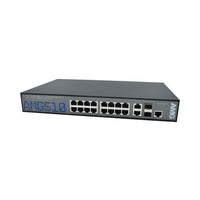 AMG Systems AMG510-16GAT-2C-P290 Commercial 18-Port Managed Switch, 16x10/100/1000Base-T(x) RJ45 Ports, 2x10/100/1000Base-T(x) RJ45 or 100/1000Base-Fx SFP Combo Ports, 1U, 19" Rack Mount