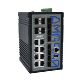 AMG Systems AMG560-8G-12S Industrial 20-Port Managed Switch, 8x10/100/1000Base-T(x) RJ45 Ports, 8x100/1000Base-Fx SFP Ports, 4x1000Base-Fx SFP Ports, DIN Rail Mount