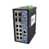 AMG Systems AMG560-8GAT-4XS-P240 Industrial 12-Port Managed Switch, 8x10/100/1000Base-T(x) RJ45 Ports, 4x1/2.5/10G Base-Fx SFP+ Ports, DIN Rail Mount