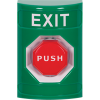 STI SS2108XT-EN Stopper Station Push Button, No Cover, Pneumatic, LED, Exit Label, Green