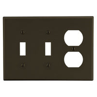 Hubbell P28 3-Gang Toggle Duplex Wall Plate, Brown