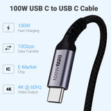 Short Usb C Cable 3.1 Right Angle [1.5Ft 2 Packs], 5A Fast Charging, 10Gbbps Hig
