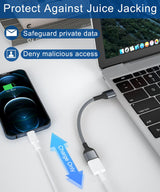Data Blocker Adapter 3-Pack,Charge Only Type-A Cable,Data Blocking Defender,