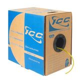 ICC ICCABT6VYL CAT6 CMP Plenum 23AWG 100% Solid Pure Copper Unshielded Bulk Ethernet Cable, UTP, PoE++, 500 MHz, UL Certified, 1000' Reelex Pull Box, Yellow