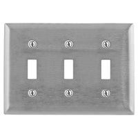 Hubbell SS3 Wallplate 3-Gang Switch, Stainless Steel