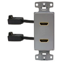 Hubbell NS802GY Decorator Plate Frame with 2 HDMI Female to Female, Gray