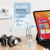 To 3.5Mm Headphone And Charger Adapter, 3 In 1 Dual Type C Aux Splitter Charger
