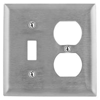 Hubbell SSJ18 Wallplate, Jumbo, 2-Gang, Toggle / Duplex, Stainless Steel