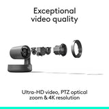 Logitech 960-001225 Rally Plus UHD 4K Conference Camera System with Dual-Speakers and Mic Pods for Large Rooms