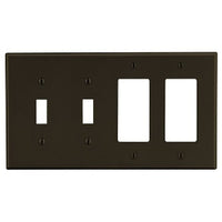 Hubbell P2262 Wall Plate, Four Gangs with Two Toggle and Two Decorator Openings