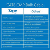 ICC ICCABT6VWH CAT6 CMP Plenum 23AWG 100% Solid Pure Copper Unshielded Bulk Ethernet Cable, UTP, PoE++, 500 MHz, UL Certified, 1000' Reelex Pull Box, White