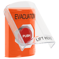 STI SS2524EV-EN Indoor Only Flush or Surface Momentary Stopper Station with EVACUATION Label English, Orange