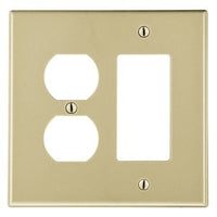 Hubbell P826I 2-Gang Wall Plate With One Duplex And One Decorator, Ivory