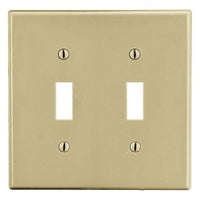 Hubbell P2I Wall Plate, 2-Gang Toggle Switch Configuration, Ivory