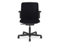 Humanscale PT11BCL57NSSNSC Path Task Chair with Black Frame with Black Trim and Fixed Arms - Midnight/Noir Corvara (Chrome-Free) Leather