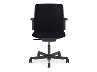 Humanscale PT11BCL57NSSNSC Path Task Chair with Black Frame with Black Trim and Fixed Arms - Midnight/Noir Corvara (Chrome-Free) Leather