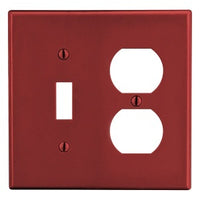 Hubbell PJ18R Mid-Size 2-Gang Wallplate with Duplex and 1 Toggle, Red