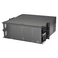 Hubbell FCR4U15SPLK FCR Series Fiber Optic Rack Mount Enclosure with Lock, 4U,15 FSP Panel, Unloaded, Steel, Black