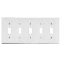 Hubbell P5W 5-Gang Toggle Switch Wall Plate, White