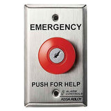 Alarm Controls by ASSA ABLOY KR-1-4-GR Alarm Controls KR-1-4-GR KR Series Latching Panic Station with Key Reset, N/O Pair and N/C Pair, Guard Ring, Red