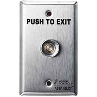 Alarm Controls by ASSA ABLOY TS-16302 Alarm Controls TS-16302 Request to Exit Station with Pneumatic Timer, 1/4" Push Button, Weather Resistant Plate, Single Gang, 430 Stainless Steel