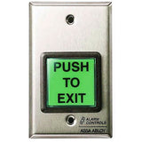Alarm Controls by ASSA ABLOY TS-2-2 Alarm Controls TS-2-2 Request to Exit Station, 2" Green Square Push Button, Momentary DPDT Output, Single Gang, 430 Stainless Steel