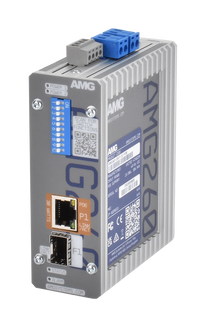 AMG Systems AMG260-1GAT-1S-P30 Industrial PoE Media Converter, 1x10/100/1000Base-T(x) RJ45 Port with 802.3at 30W PoE, 1x100/1000Base-FX SFP Port, DIN Rail / Wall Mount, 2x48-56VDC Power Inputs