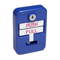 SigCom SG-42CXK1E-BL SG-42 Series Die-Cast Metal Manual Pull Station, Dual Action with "Emergency" Push Bar, Blue