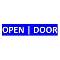 SigCom 880-0050-B Label for SPECTRUM Pull Stations "OPEN DOOR", White Text, Blue Label